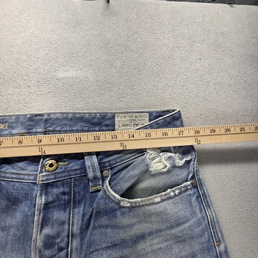 Diesel Jeans Mens 31x32 Blue Larkee-T Regular Tapered Button Fly Thunder 0075N